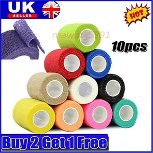 10 Rolls Cohesive Elastic Bandage Self Adhesive Wrist Ankle Gauze Tape Vet Wrap - Picture 1 of 20