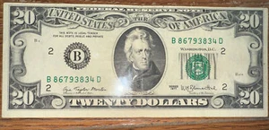 1977 $20 Twenty Dollar Bill (OFFSET) Note B New York Vintage Old Currency - Picture 1 of 1