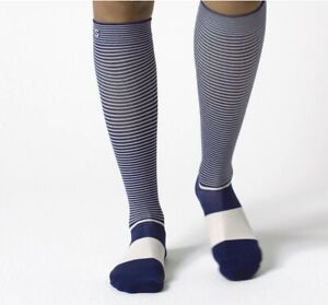 Figurines chaussettes de compression femmes (neuf) couleur bleu à rayures taille S