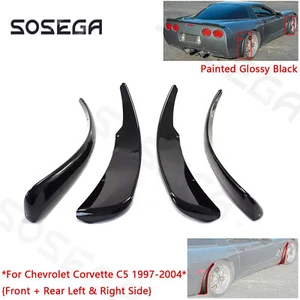 For Corvette C5 1997-2004 Front+Rear Glossy Black Extended Splash Guard Mud Flap - Picture 1 of 16