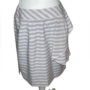 Anthropologie Yoana Baraschi Striped Ruffle Tulip Skirt Size 6 Purple & White - Picture 1 of 12