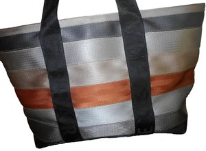 Harveys Seatbelt Streamline Tote Bag Gray Coffe Treecycle Zip Shoulder Weekend - Picture 1 of 11