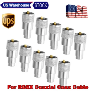 10PCS Coax Cable PL-259 Male Solder RF Connector UHF Plug SPAR For RG8X Coaxial - Picture 1 of 5