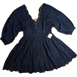 Mini abito Free People FP One Lottie Occhiello Pizzo Nero XS Boho Casual Party - Foto 1 di 8