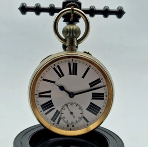 ANTIKE GROSSE GOLIATH 8 TAGE WEISSMETALL TASCHENUHR 68 MM. / T056 - Bild 1 von 4