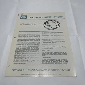 General Microwave Models N420B, N421B, N422B Coaxial tft Power Heads Instruction - Picture 1 of 1