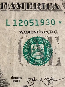 BIRTHDAY STAR NOTE Dec 5 1930 or May 12 1930 2013 Series One Dollar Bill Fancy - Picture 1 of 3