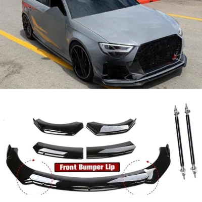Front Bumper Lip Body K Spoiler Splitter Glossy Black For Audi A3 Quattro/RS3/S3 - Image 1 of 4