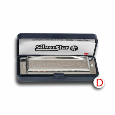 Hohner Silver Star Armónica Llave de D Ideal Primera Arpa Folclórica Blues - Lecciones GRATIS Foto 1 de 3