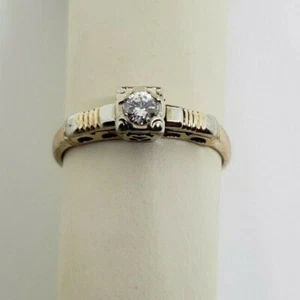 14k Yellow Gold Vintage Solitaire Diamond Engagement Ring size 6.2 - Picture 1 of 12