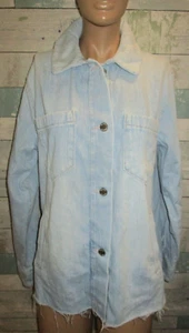 HOLLISTER Mujer Impresionante Desgastado Raro Corte Jeans Chaqueta Talla S Pequeña Azul Claro - Imagen 1 de 5