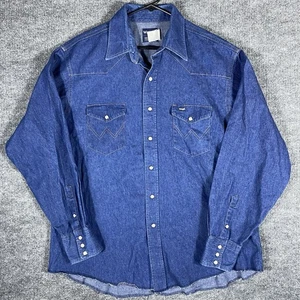 Wrangler Denim Pearl Snap Western Cowboy con bottoni taglia XL manica lunga - Foto 1 di 8