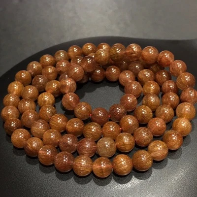 7mm 1pcs Natural Red hair Rutilated Quartz Crystal Beads Bracelet - Image 1 of 4