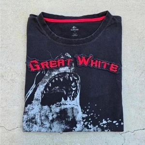 Vintage Great White Shark Mens Size Black Embroidered Graphic Print t-shirt - Picture 1 of 3
