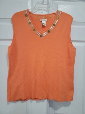 Top Laura Ashley Mujer Sin Mangas Melocotón con Apliques Metálicos Adorno 1X *** Foto 1 de 4