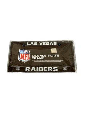 Marco de placa con licencia cromado negro de las Vegas Raiders NFL Foto 1 de 3
