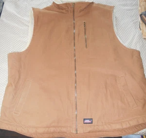 Dickies Sherpa Lined Duck Canvas Vest Mens 2 XL 50-52 Brown Workwear - Picture 1 of 5