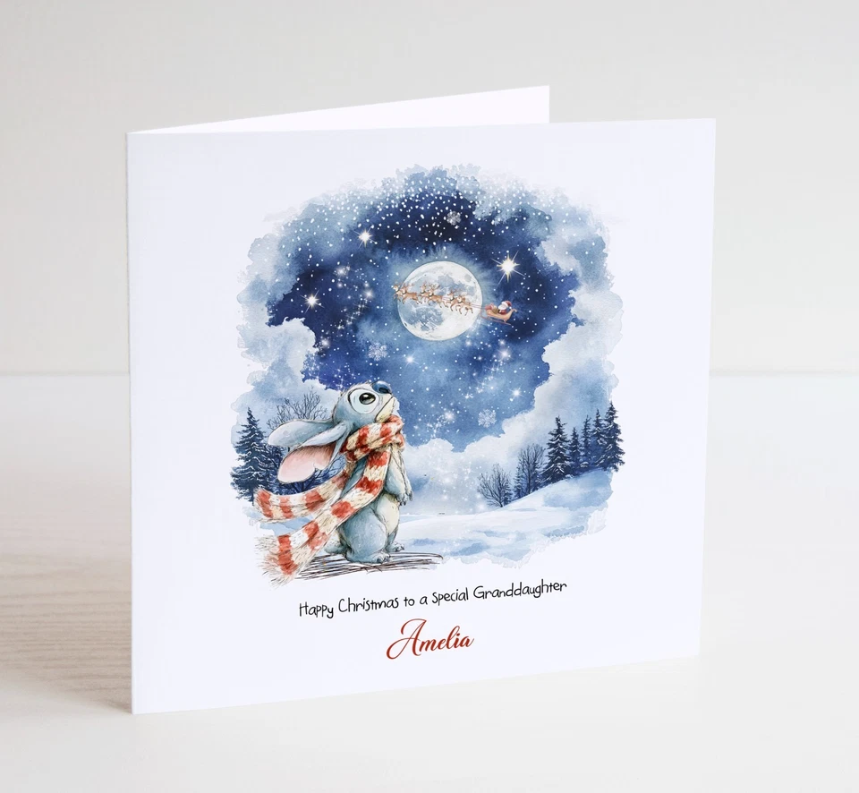 Cute Alien Christmas Card - Stitch - Image 1 of 1
