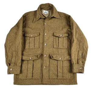 VTG 60s 70s Woolrich Virgin Wool Mens Houndstooth Heavy Shirt Coat Sz Medium - Picture 1 of 4
