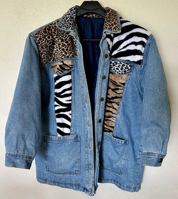 Jaqueta Feminina Cervelle Vintage Tamanho G-XL Jeans Estampa Animal Acolchoada Isolada - Imagem 1 de 4