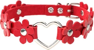 Gothic PU Leather Punk Choker Heart Ring Flower Necklace for Women,Red|Red Gothi - Picture 1 of 6