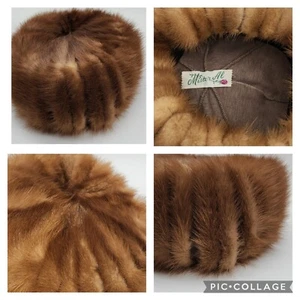 Mr. AL, Brown 100% mink Pill box Hat with stretch elastic Vintage - Picture 1 of 10