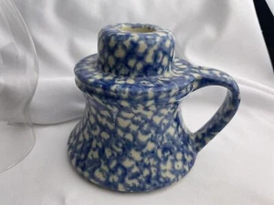 Vintage Gerald Henn Spongeware Pottery Candle Holder Hurricane Lamp Globe - Picture 1 of 12