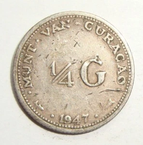 1947 Netherlands Curaçao 1/4 gulden - SILVER - KM# 44 - COMBINE to save - W-0524 - Picture 1 of 3