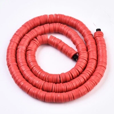 Polymer Clay Perlen Heishi Rot 6x1 mm 380~400 Stk. - Bild 1 von 3