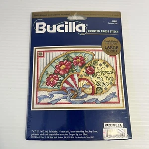 Bucilla Counted Cross Stitch Kit Victorian Fans NOS 17.8 x 12..7cm From 1998 Vtg - Picture 1 of 4