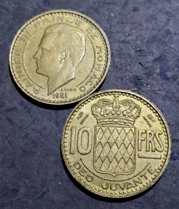 2 Monaco 1951 10 Francs Coins #25