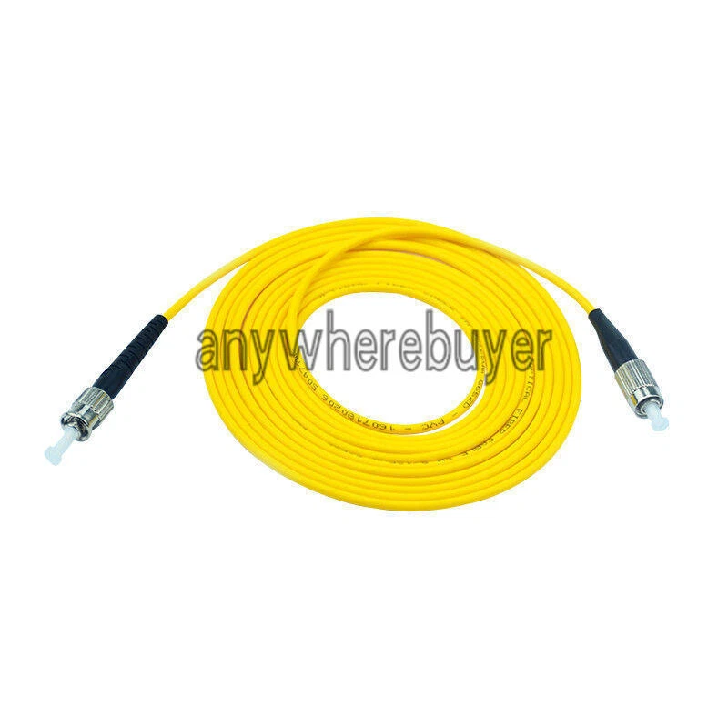 2pc NEW 15M FC to ST SM Simplex 9/125 3.0mm Fiber Optic Patch Cord Jumper Cable - Image 1 of 1