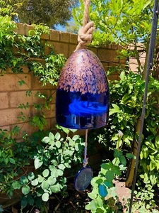 Handcrafted Art Glass Bell Chime XL Width 10" Length 13" Overall Length 42" - Picture 1 of 3