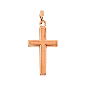 14k Rose Gold Latin Design Religious Cross Pendant For Necklace or Chain - Picture 1 of 4