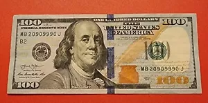 2013 $100 One Hundred Dollar Federal Reserve Legal Tender Bill CASH Triple 999's - Picture 1 of 6