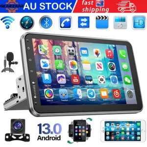 Single 1DIN Rotatable 10.1'' Android 13 Car Stereo Radio BT WiFi Head Unit + AU^ - Picture 1 of 17