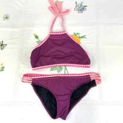 Conjunto de parte superior e inferior de bikini Gianni Bini para mujer talla grande borgoña y rosa Foto 1 de 4