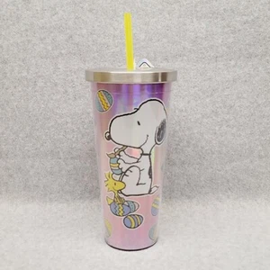 Spoontiques Snoopy Peanuts Easter 20 oz Acrylic Foil Insulated Cup With Straw - Picture 1 of 8