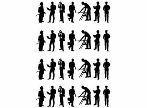 Working Men 28 pcs 1 Inch Black Fused Glass Decals - Picture 1 of 1