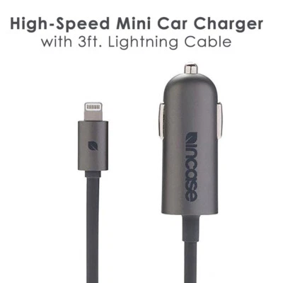 Mini cargador de coche de alta velocidad 2,4 A con cable de carga MFI 8 pines 3 pies para iPhones Foto 1 de 4