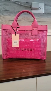 Juicy Couture~Heart Juicy Pink Beachin Large Tote~Bag/Brand New - Picture 1 of 15