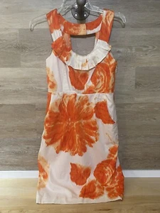 Vestido Moulinette Soeurs Anthropology Naranja Floral Sin Mangas Talla 0 - Imagen 1 de 15
