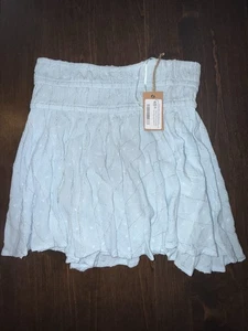 SURF GYPSY Damen himmelblau Baumwolle Küste Cowgirl Bohemian glänzend Minirock Gr. M - Bild 1 von 5