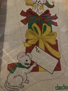 Dede pintado a mano lienzo de aguja Navidad Medias Ratones Regalos 19” Grande 12 C - Imagen 1 de 2
