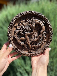 Viking Valkyrie & Wolf Guardian Wall Plaque housewarming gift - Picture 1 of 4