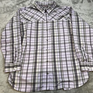 Duluth Trading Alaskan Hardgear Shirt Womens 1X Purple Gray Plaid Wool Blend - Picture 1 of 14
