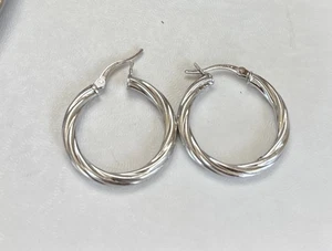 Sterling Silber - DESIGNER YGI Kreis Creolen poliert gedreht - Bild 1 von 7