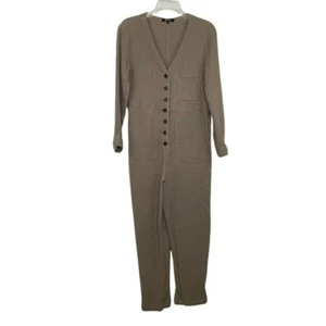 Madewell Lightspun Stitched-Pocket Brown Jumpsuit coverall Small 100% Cotton - Picture 1 of 13