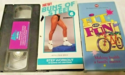 Lynn Brick buns of steel fit for fun ab work out  set of 3  1 ea vcr tapes used - Image 1 of 3