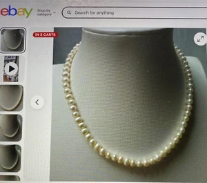 *AKOYA* 32 ZOLL 90 GOLD-CREME 5 mm ZUCHTPERLEN HALSKETTE: SILBER HAKENVERSCHLUSS - Bild 1 von 21